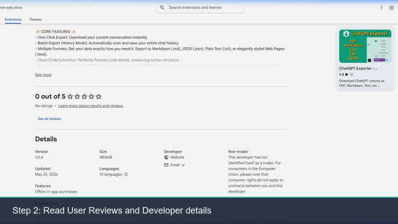 Read Developer details and Reviews