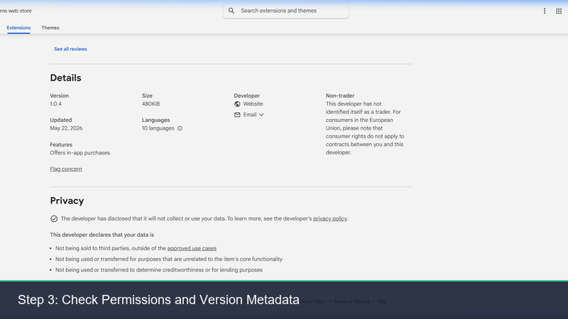 Confirm Extension Status and Metadata