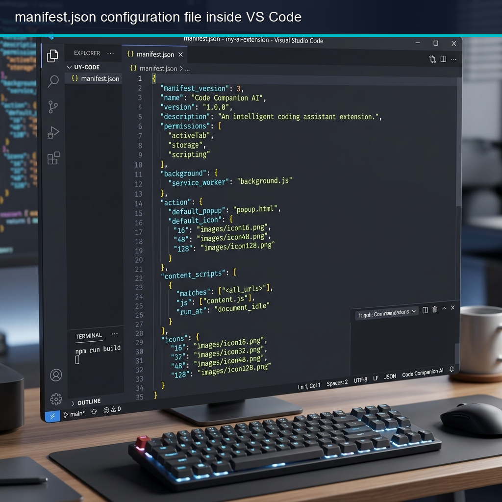 VS Code manifest.json file editor