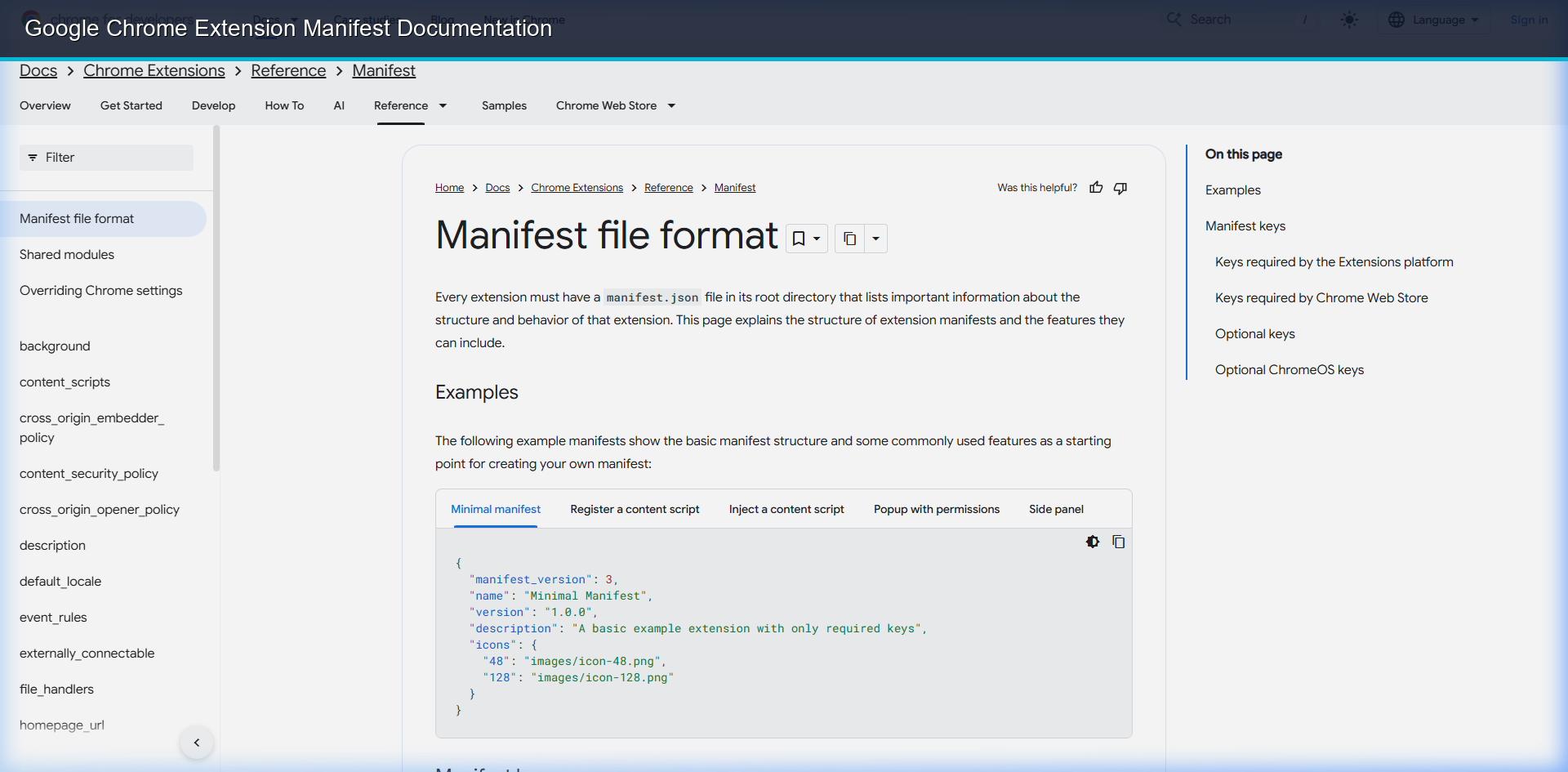 Chrome Extensions Developer Page